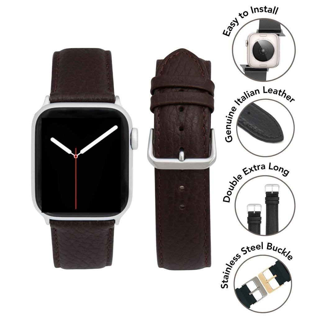 Bandini Double Extra Long XXL Classic Leather Watch Band for Apple Watch