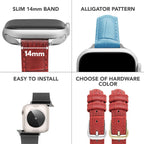 Bandini Slim Womens Leather Watch Band for Apple Watch - Premium Top Grain Alligator Embossed Strap