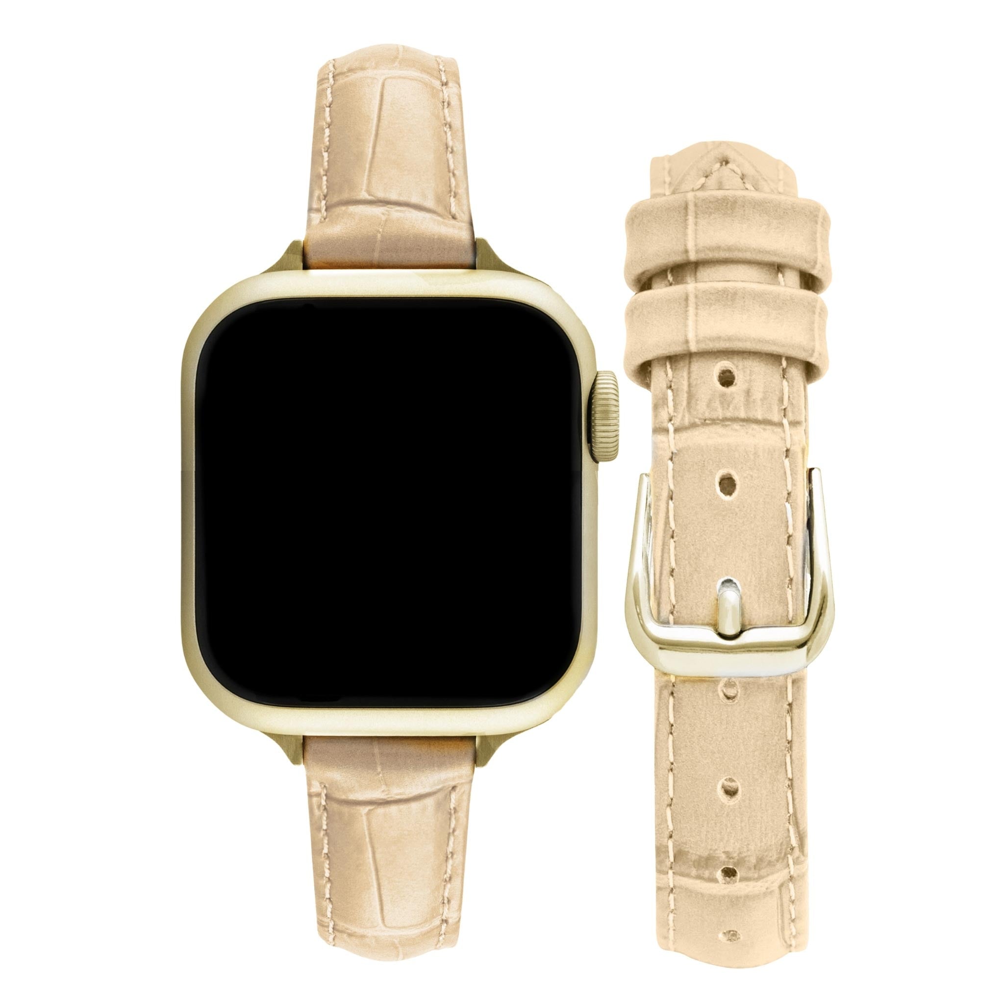 Bandini Slim Womens Leather Watch Band for Apple Watch - Premium Top Grain Alligator Embossed Strap