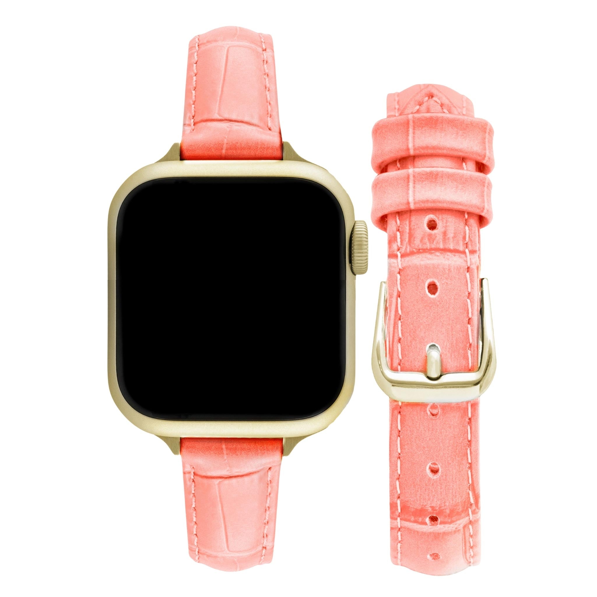 Bandini Slim Womens Leather Watch Band for Apple Watch - Premium Top Grain Alligator Embossed Strap