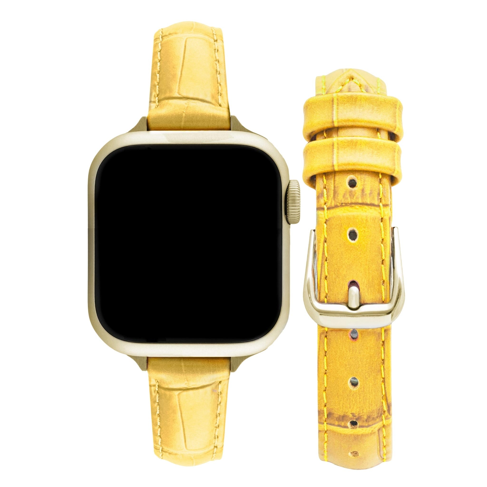 Bandini Slim Womens Leather Watch Band for Apple Watch - Premium Top Grain Alligator Embossed Strap