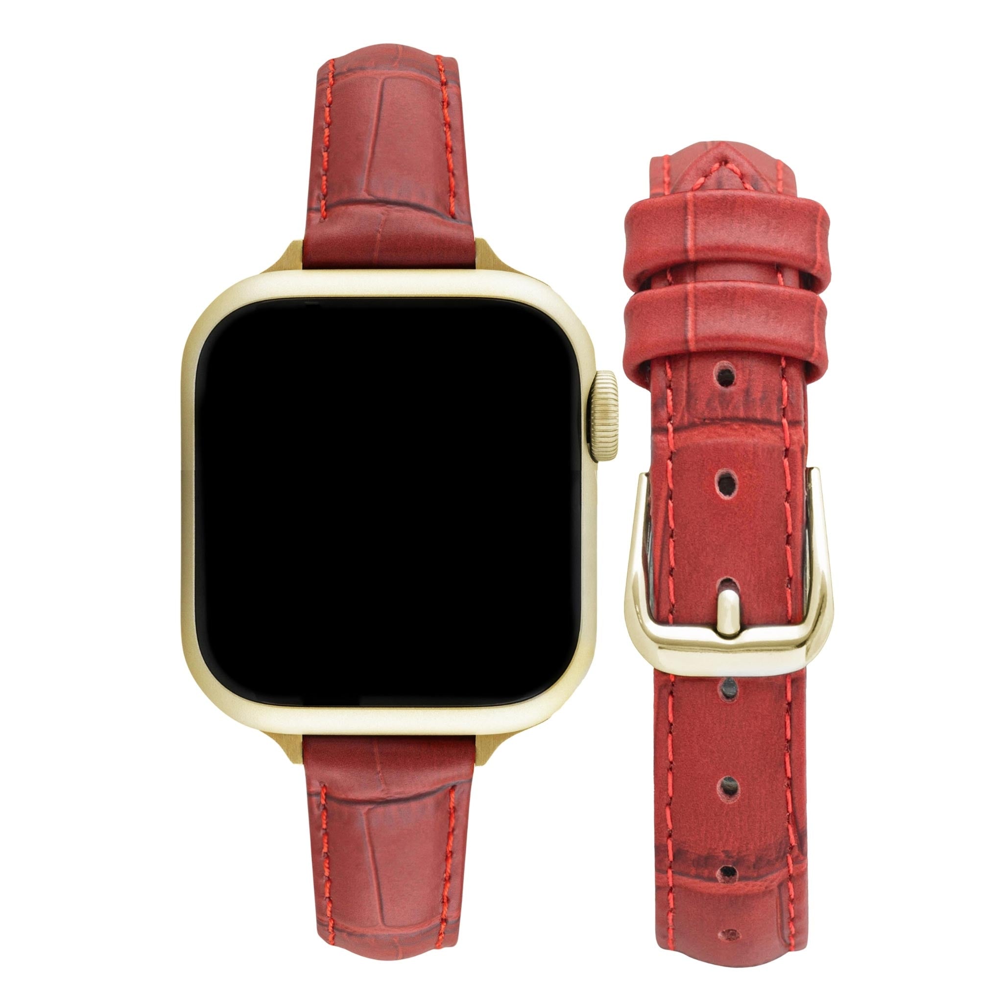 Bandini Slim Womens Leather Watch Band for Apple Watch - Premium Top Grain Alligator Embossed Strap
