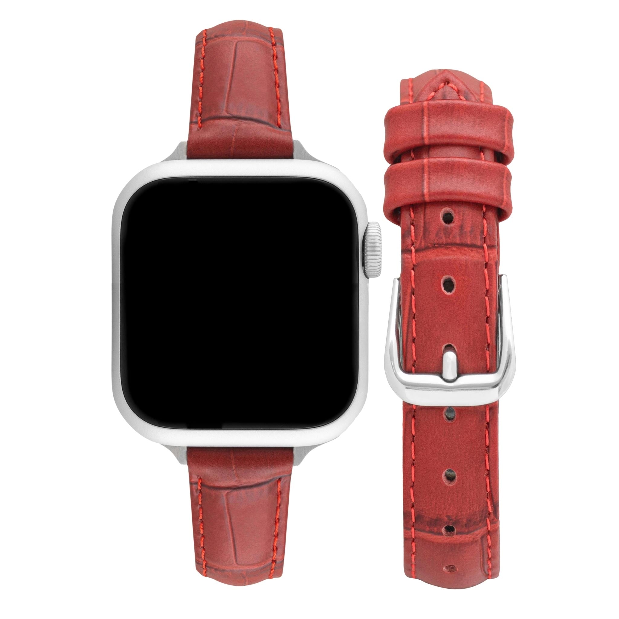 Bandini Slim Womens Leather Watch Band for Apple Watch - Premium Top Grain Alligator Embossed Strap