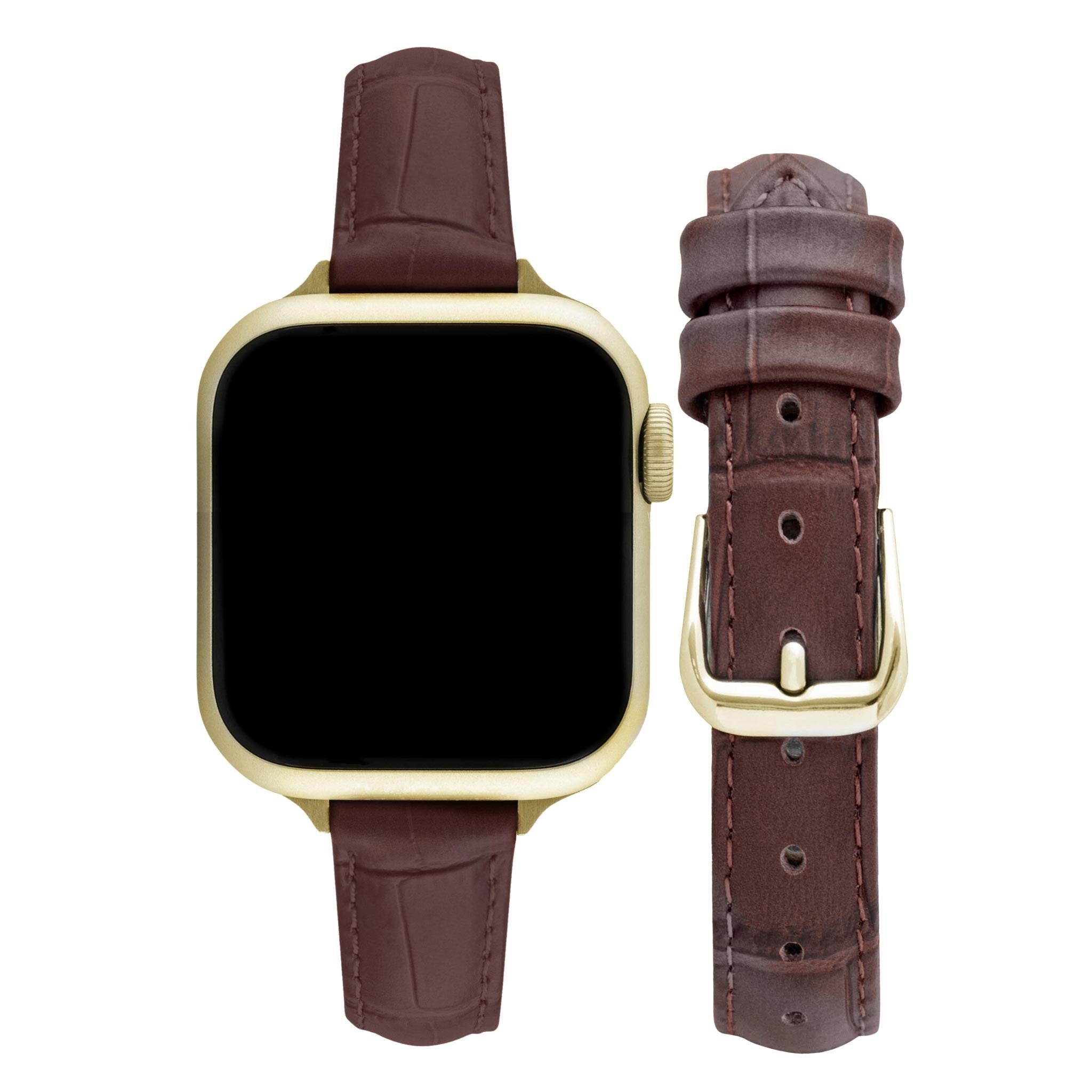 Bandini Slim Womens Leather Watch Band for Apple Watch - Premium Top Grain Alligator Embossed Strap