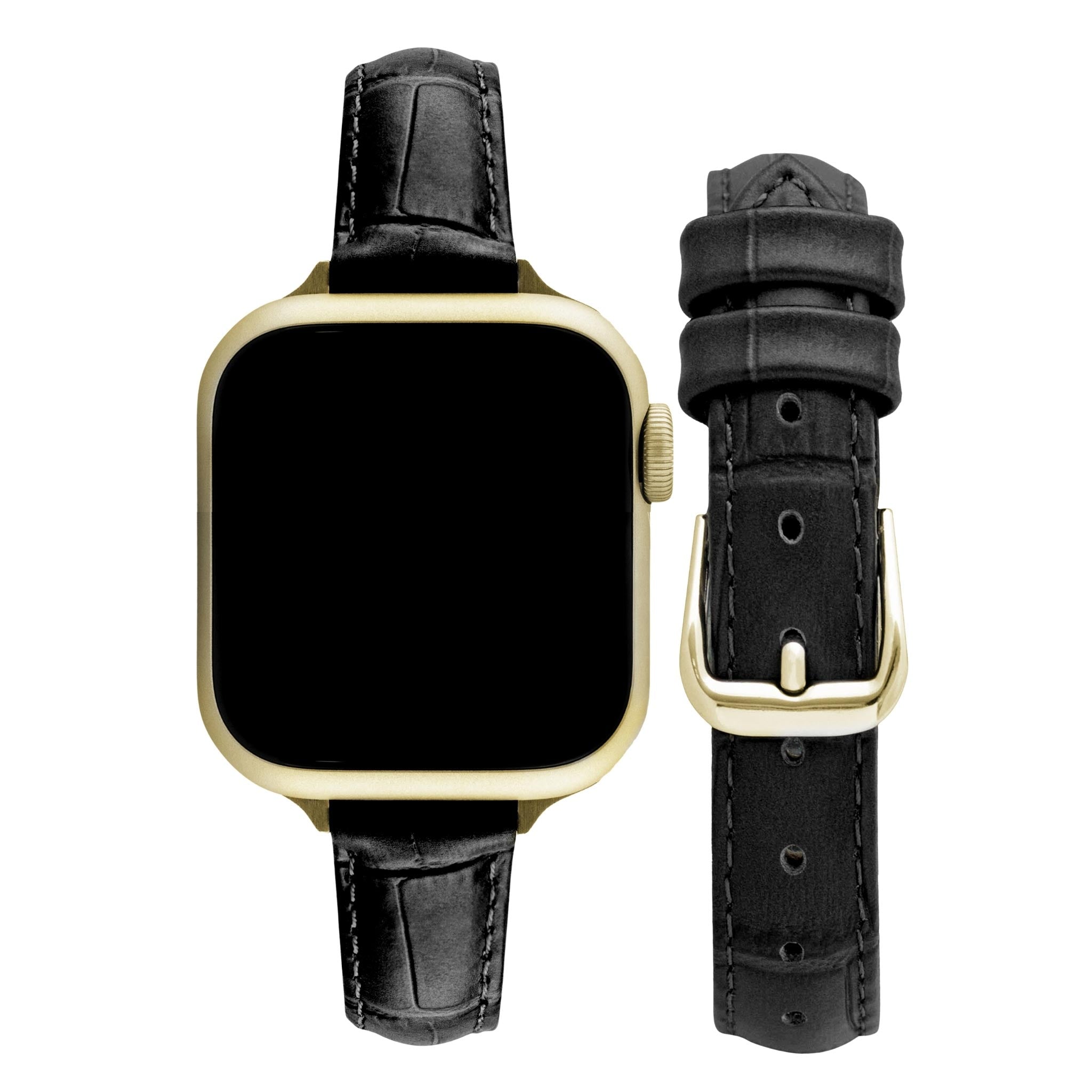 Bandini Slim Womens Leather Watch Band for Apple Watch - Premium Top Grain Alligator Embossed Strap