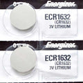 2 x Energizer 1632 Batteries, 3V Lithium CR1632
