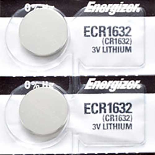 2 x Energizer 1632 Batteries, 3V Lithium CR1632