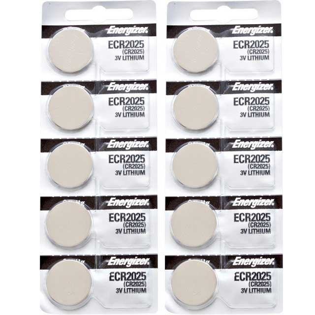 10 x Energizer 2025 Batteries, 3V Lithium CR2025