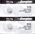 2 x Energizer 315 Watch Batteries, 1.55V, 0% MERCURY equivalent SR716SW