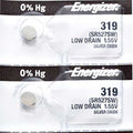 2 x Energizer 319 Watch Batteries, 1.55V, 0% MERCURY equivalent SR527SW, 527