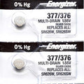 2 x Energizer 377 Watch Batteries, 1.55V, 0% MERCURY equivalent SR626SW