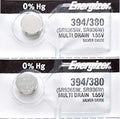 2 x Energizer 394 Watch Batteries, 1.55V,0% MERCURY equivalent SR936SW, 380, 936, AG9