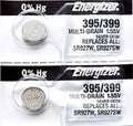 2 x Energizer 395 Watch Batteries, 1.55V, 0% MERCURY equivalent SR927W, 399, SR927SW