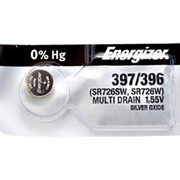1 x Energizer 397 Watch Batteries, 1.55V, 0% MERCURY equivalent SR726SW, 396, SR726W