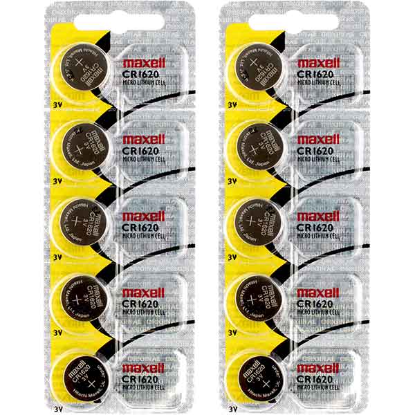 10 x Maxell 1620 Watch Batteries, 3V Lithium CR1620 Battery