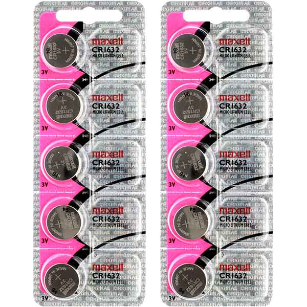 10 x Maxell 1632 Watch Batteries, 3V Lithium CR1632 Battery