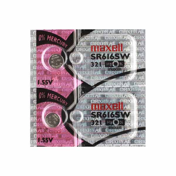 2 x Maxell 321 Watch Batteries, 0% MERCURY equivalent SR616SW Battery