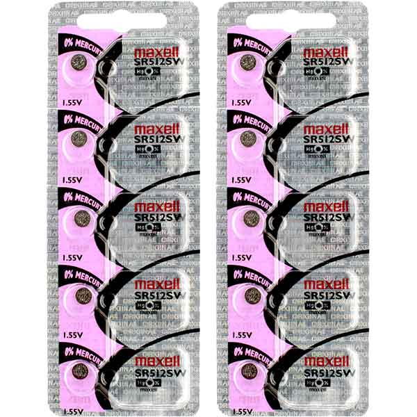10 x Maxell 335 Watch Batteries, 0% MERCURY equivalent SR512SW Battery