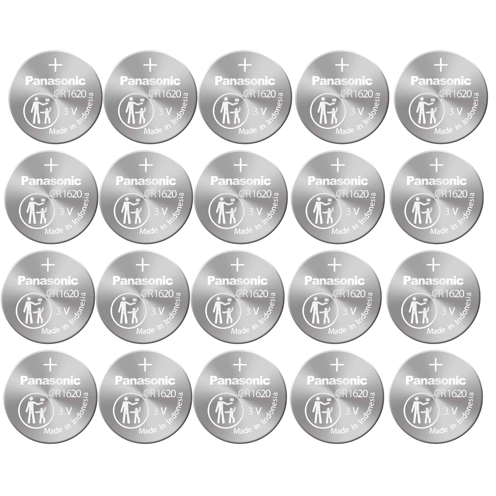 20 x Panasonic 1620 Batteries, 3V Lithium CR1620