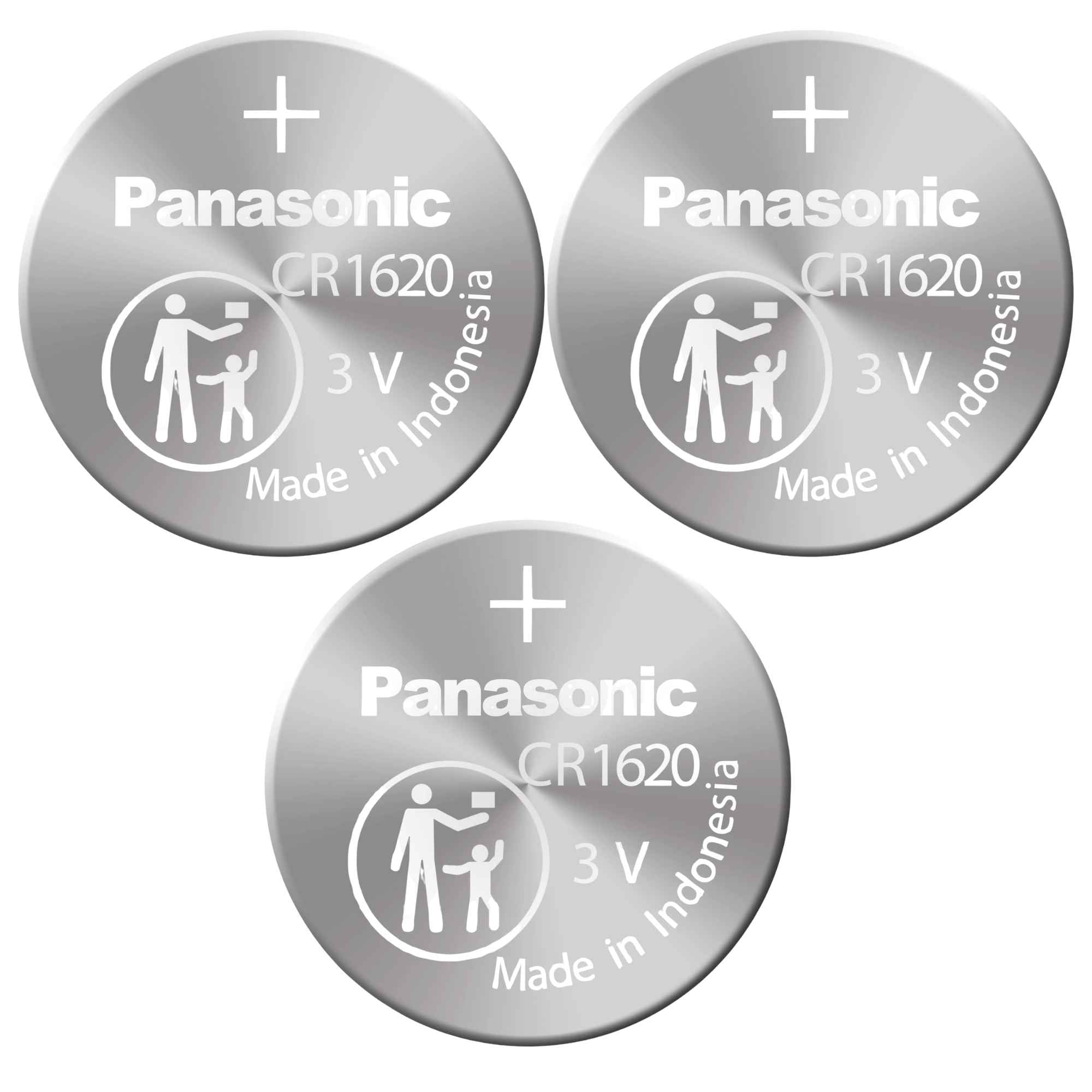 3 x Panasonic 1620 Batteries, 3V Lithium CR1620