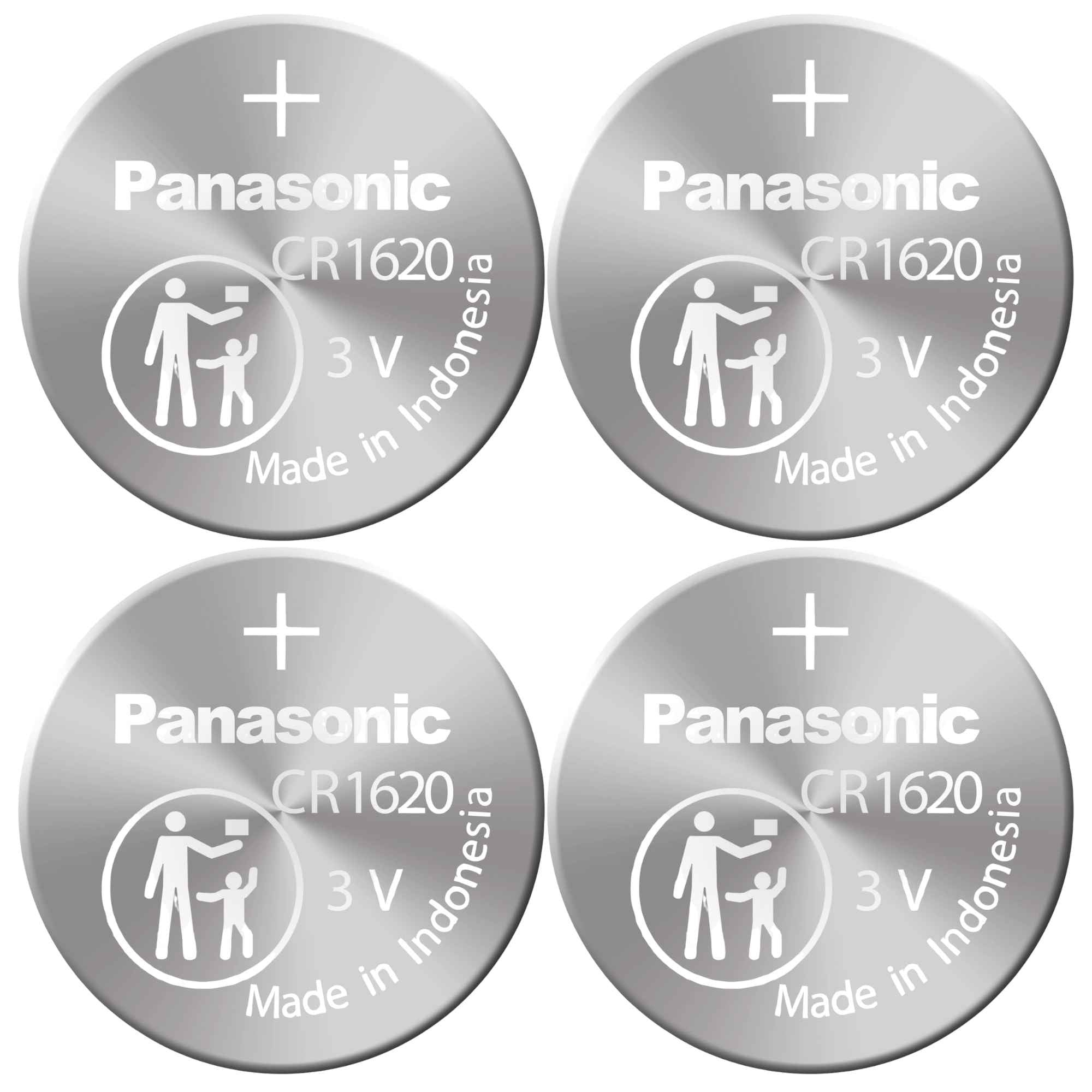 4 x Panasonic 1620 Batteries, 3V Lithium CR1620