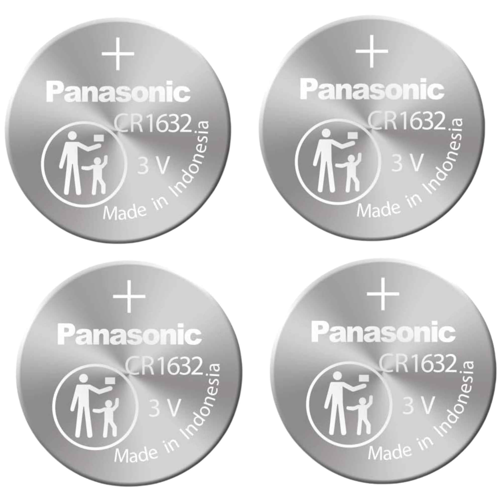 4 x Panasonic 1632 Batteries, 3V Lithium CR1632