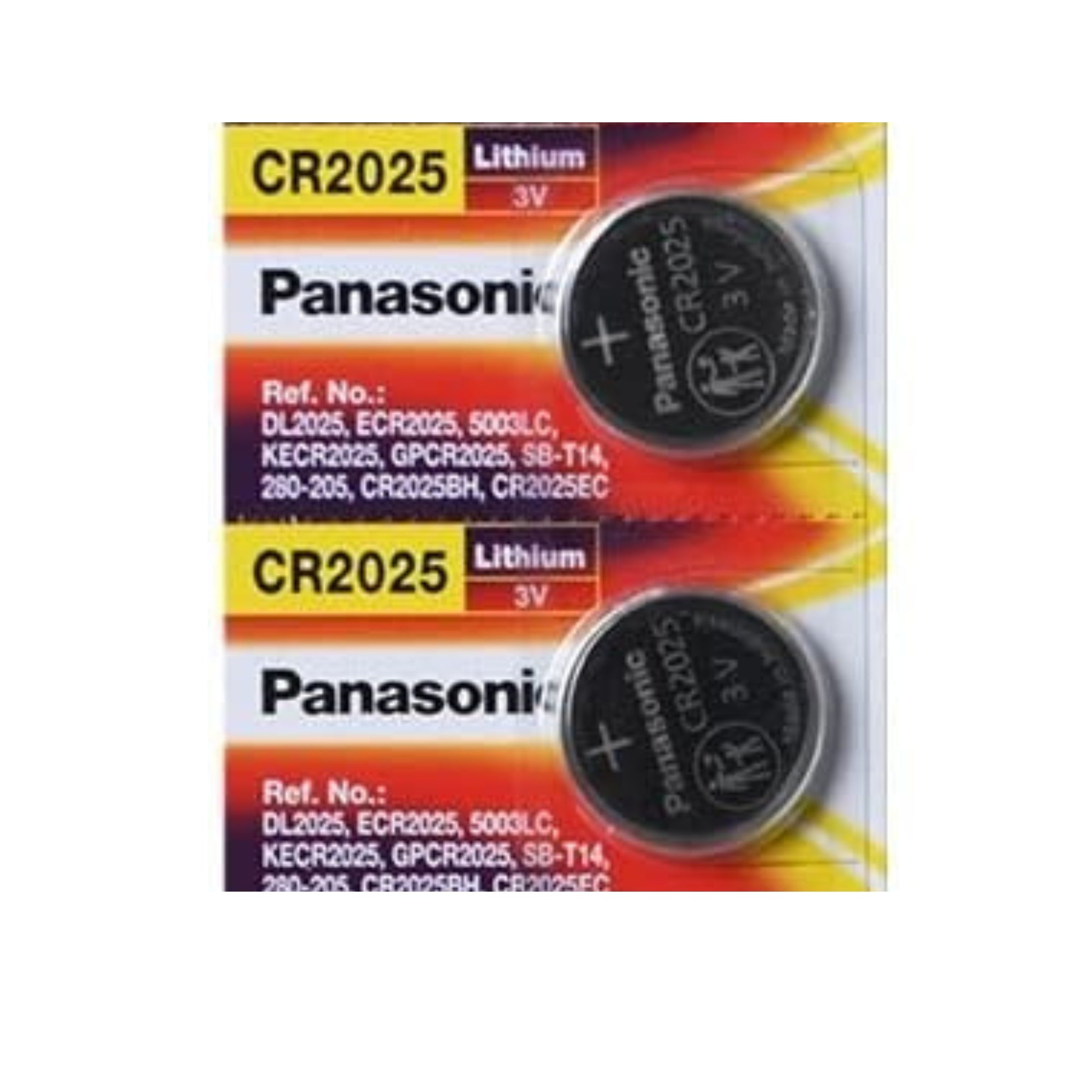2 x Panasonic 2025 Batteries, 3V Lithium CR2025
