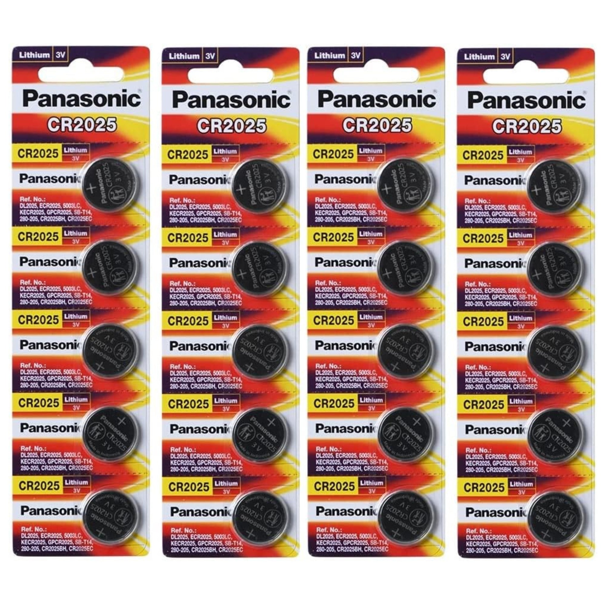 20 x Panasonic 2025 Batteries, 3V Lithium CR2025
