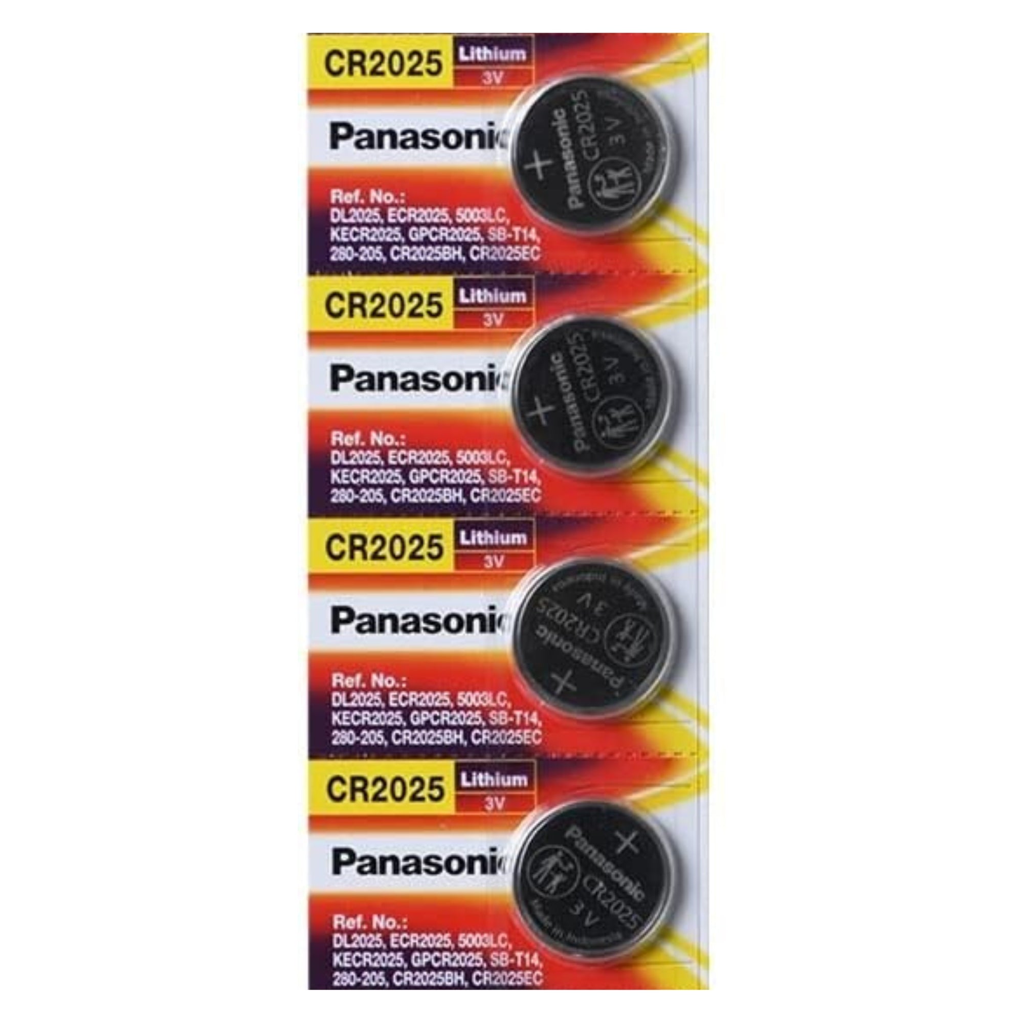 4 x Panasonic 2025 Batteries, 3V Lithium CR2025