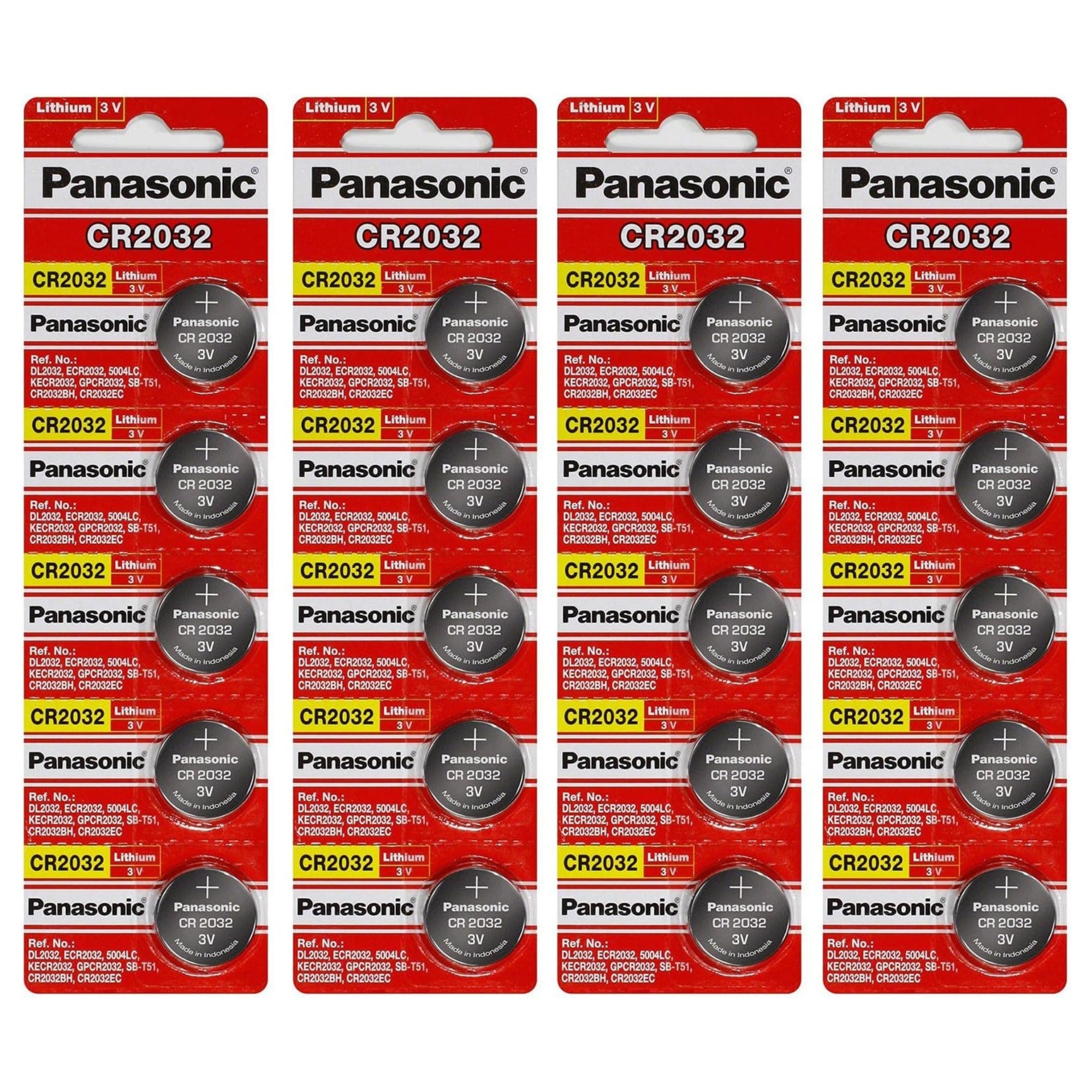 20 x Panasonic 2032 Batteries, 3V Lithium CR2032