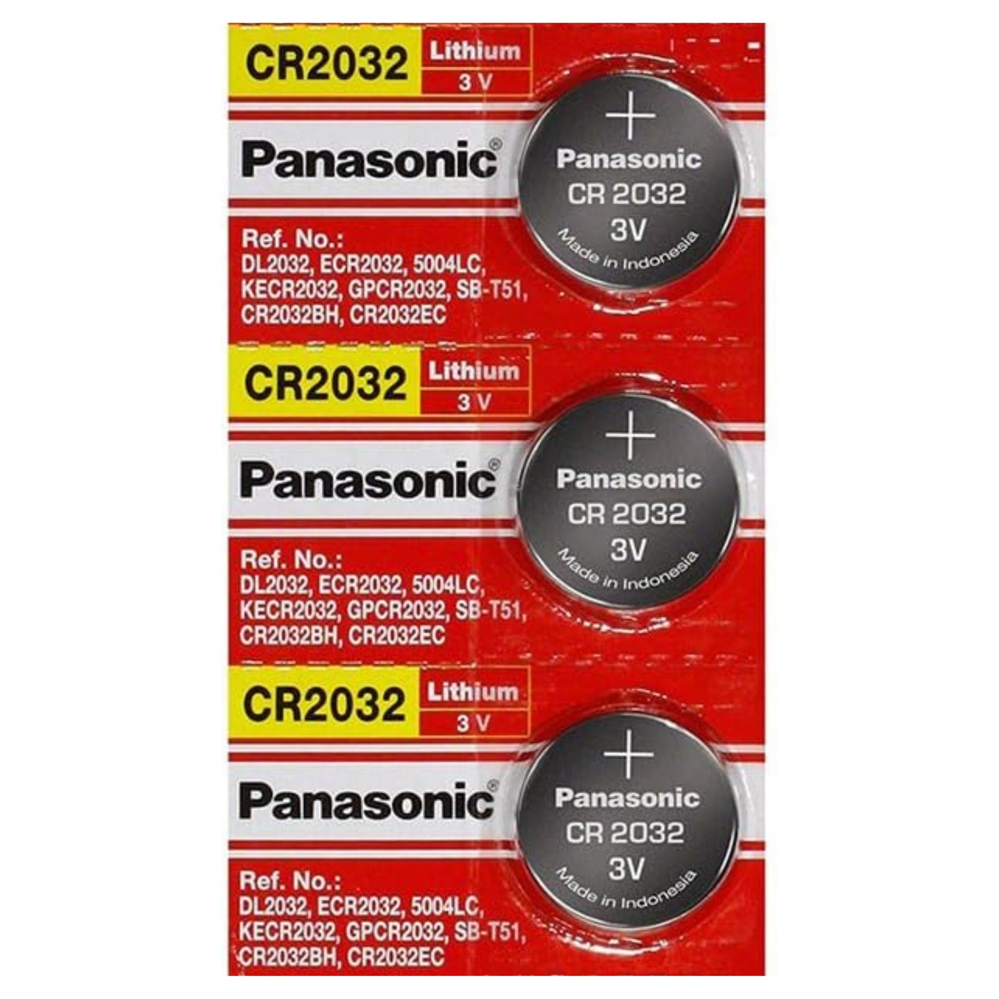 3 x Panasonic 2032 Batteries, 3V Lithium CR2032