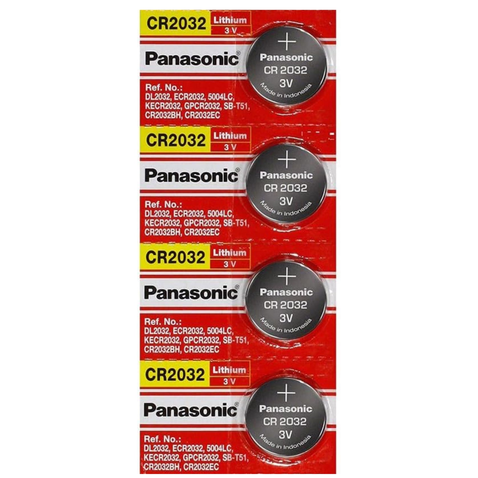 4 x Panasonic 2032 Batteries, 3V Lithium CR2032