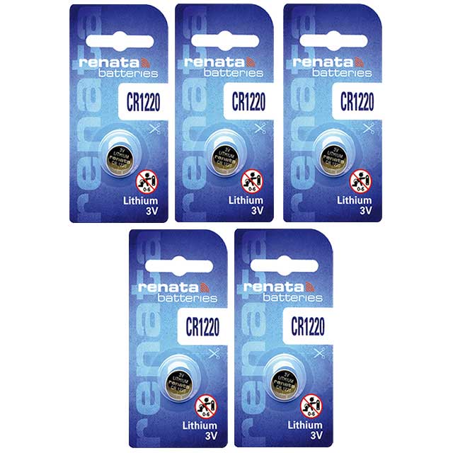 5 x Renata 1220 Batteries, 3V Lithium CR1220