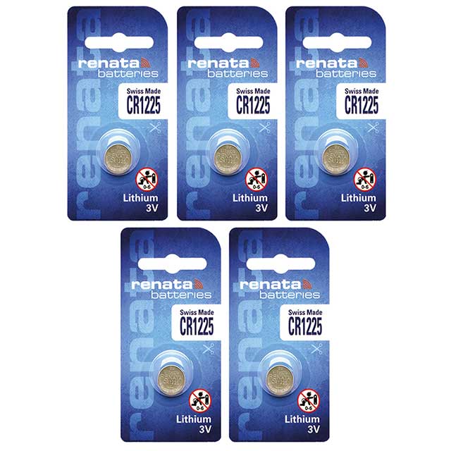 5 x Renata 1225 Batteries, 3V Lithium CR1225