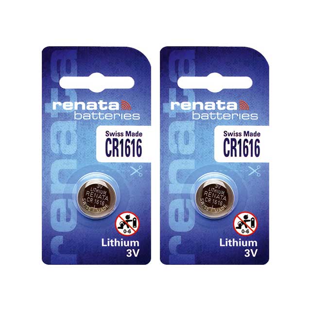 2 x Renata 1616 Batteries, 3V Lithium CR1616