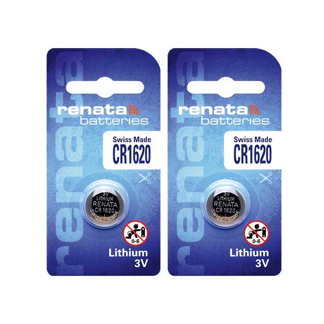 2 x Renata 1620 Batteries, 3V Lithium CR1620