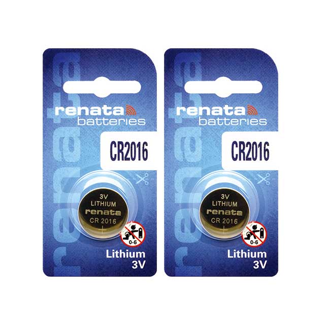 2 x Renata 2016 Watch Batteries, 3V Lithium CR2016