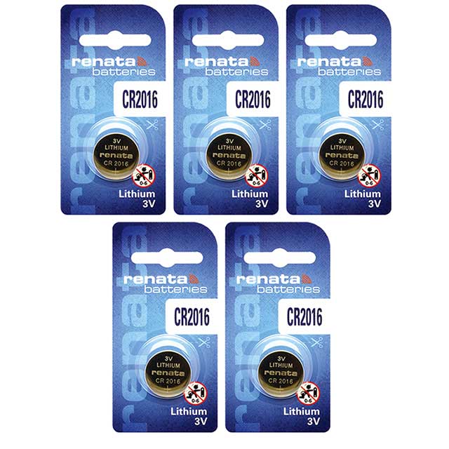 5 x Renata 2016 Batteries, 3V Lithium CR2016