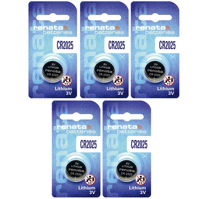 5 x Renata 2025 Batteries, 3V Lithium CR2025