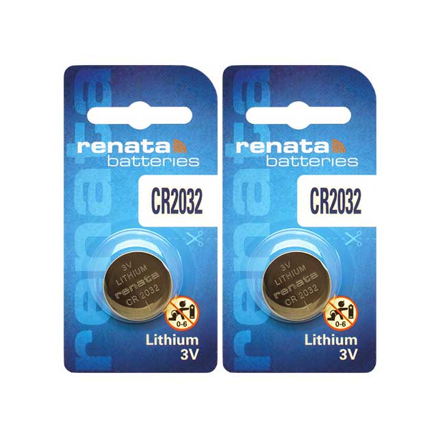 2 x Renata 2032 Batteries, 3V Lithium CR2032