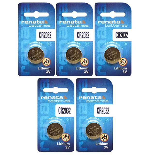 5 x Renata 2032 Batteries, 3V Lithium CR2032
