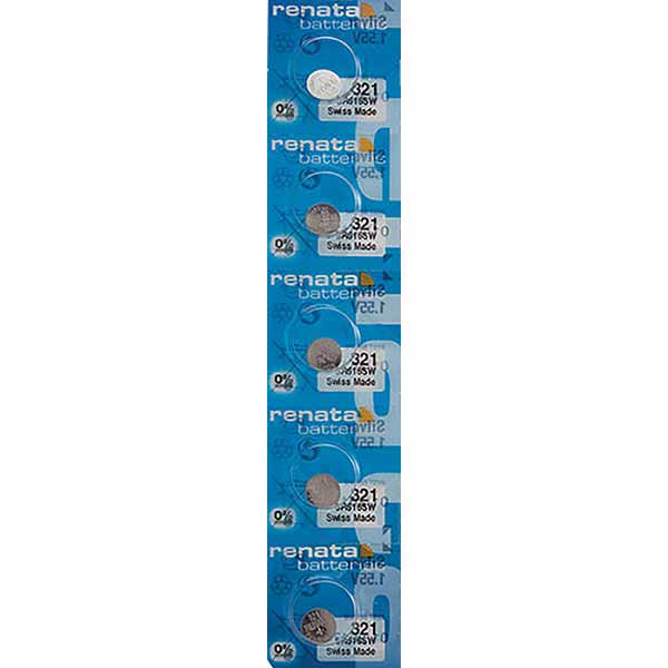 5 x Renata 321 Watch Batteries, 1.55V, 0% MERCURY equivalent SR616W