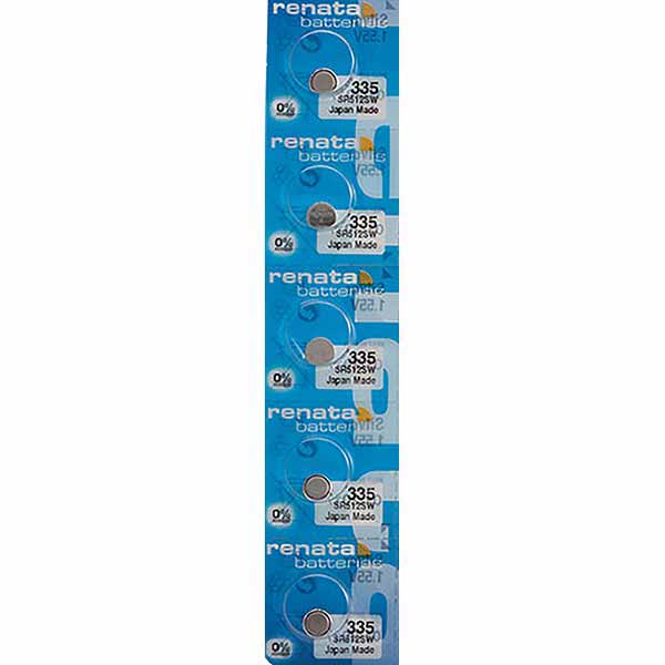 5 x Renata 335 Watch Batteries, 1.55V, 0% MERCURY equivalent SR512SW, 512