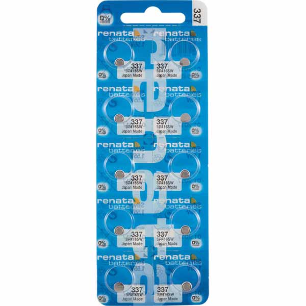 10 x Renata 337 Watch Batteries, 0% MERCURY equivalent SR416SW