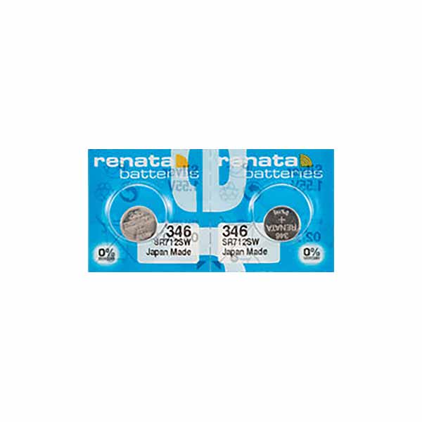 2 x Renata 346 Watch Batteries, 1.55V, 0% MERCURY equivalent SR712SW, 712