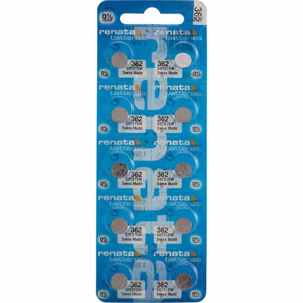 10 x Renata Swiss 362 Watch Batteries, 0% MERCURY equivalent SR721SW