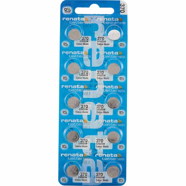 10 x Renata 370 Watch Batteries, 0% MERCURY equivalent SR920W