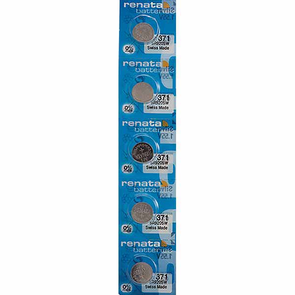 5 x Renata 371 Watch Batteries, 1.55V, 0% MERCURY equivalent  SR920SW, SR920W