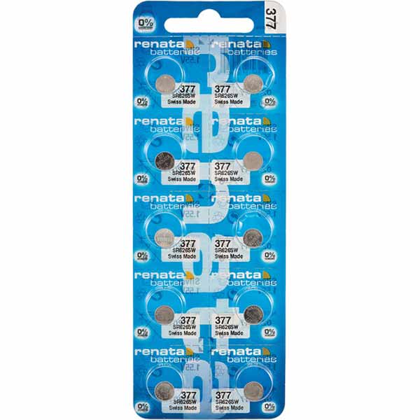 10 x Renata 377 Watch Batteries, 0% MERCURY equivalent SR626SW