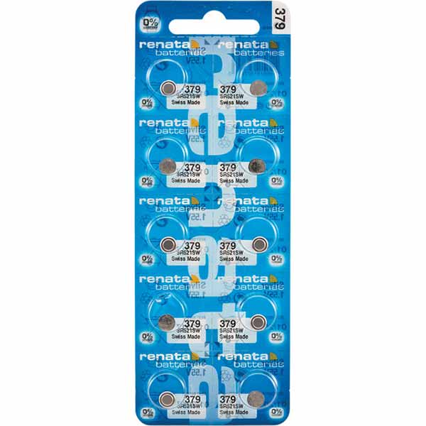 10 x Renata 379 Watch Batteries, 0% MERCURY equivalent SR521SW